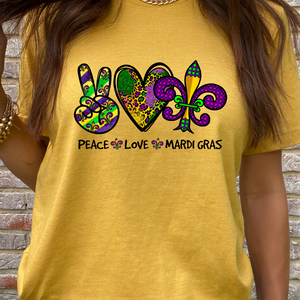 Peace Love Mardi Gras DTF Print