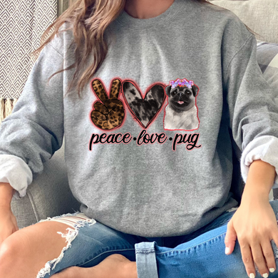 Peace Love Pug DTF Print