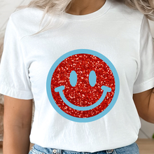 Load image into Gallery viewer, USA Glitter Smiley DTF Print