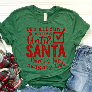 Naughty List Red DTF Print