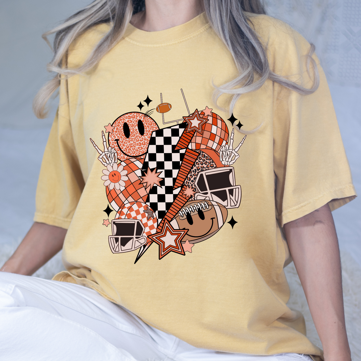 Football Vibes Orange DTF Print Crawford Country Store