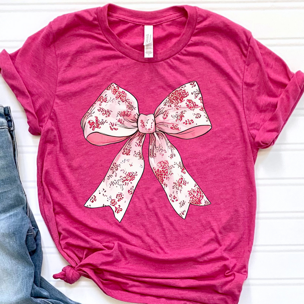 Pink Floral Bow DTF Print