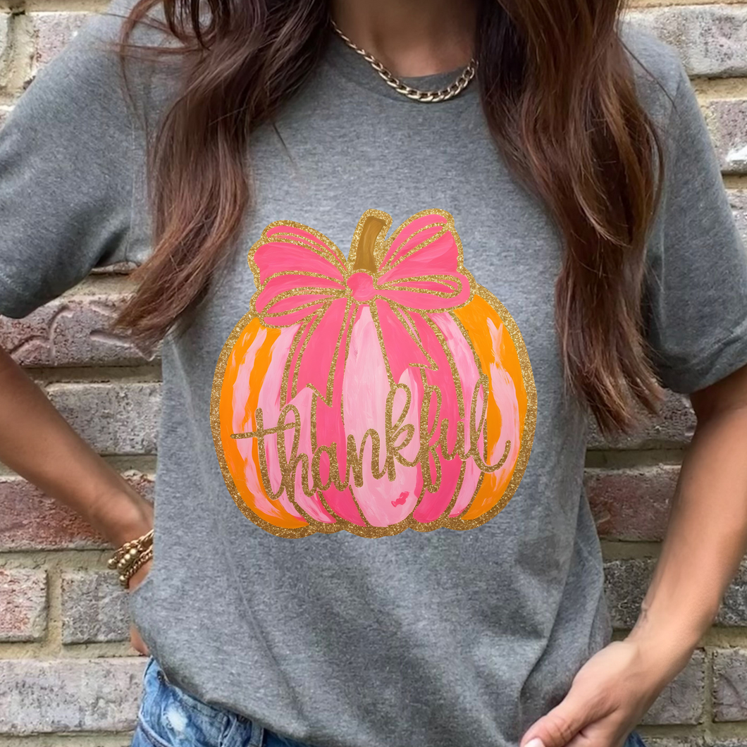 Pink and Orange Pumpkin DTF Print