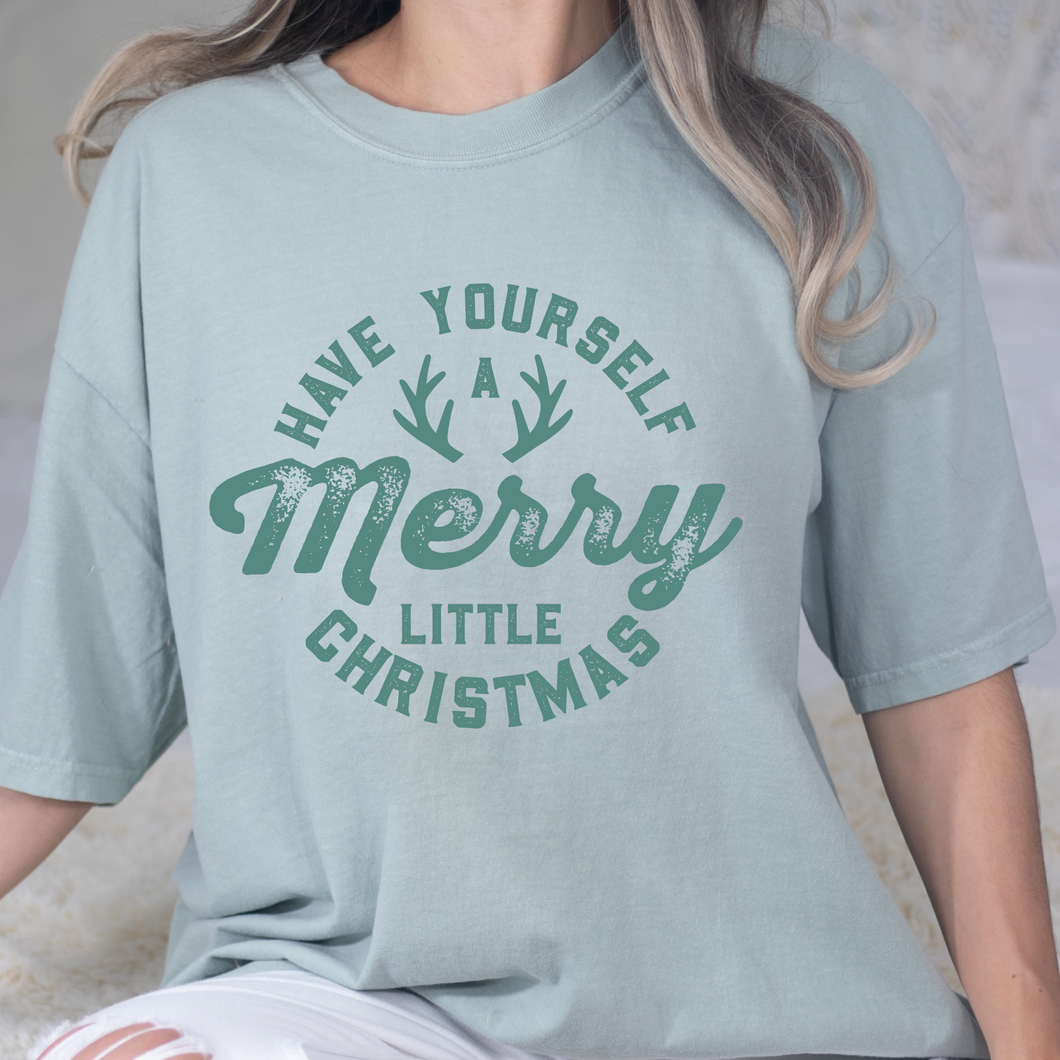 Merry Little Christmas Green DTF Print