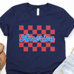 America Checkered DTF Print