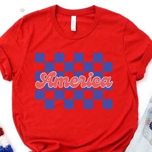 America Checkered DTF Print