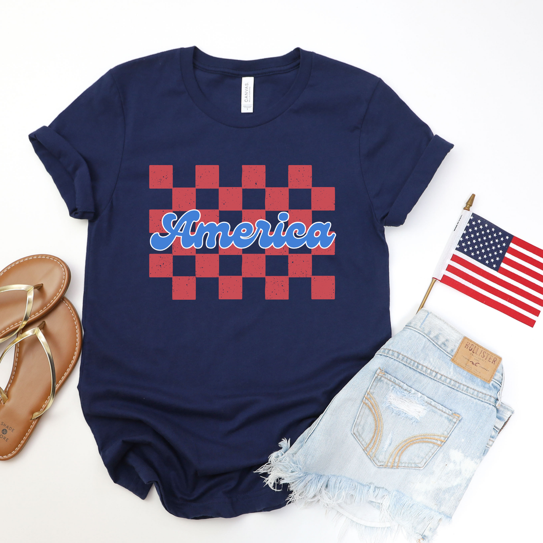 America Checkered DTF Print