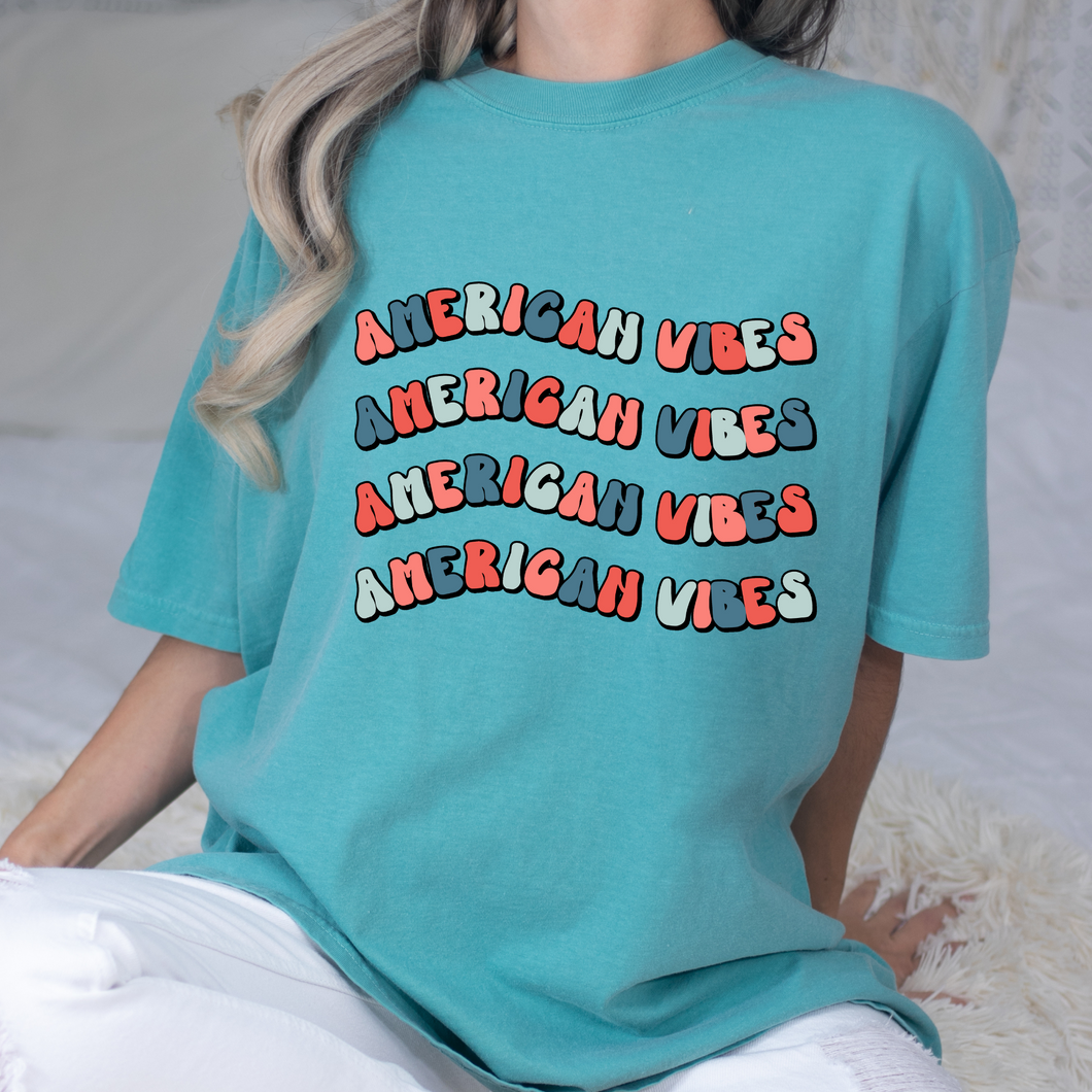 American Vibes Wavy Font DTF Print