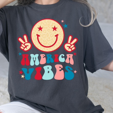 America Vibes Smiley DTF Print