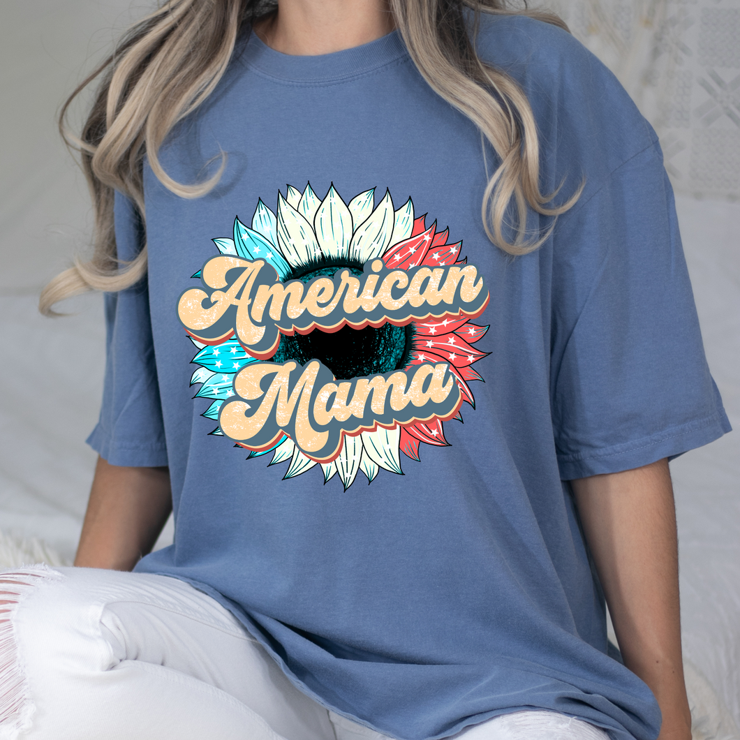 American Mama Sunflower DTF Print