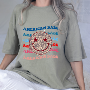 American Babe Wavy Font DTF Print