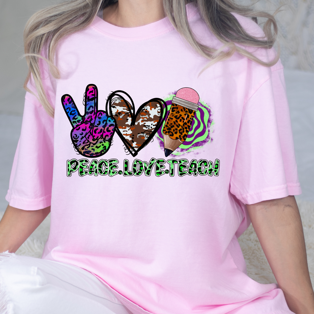 Peace Love Teach 1 DTF Print