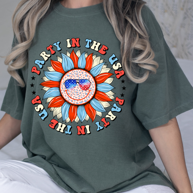 USA Party Sunflower DTF Print