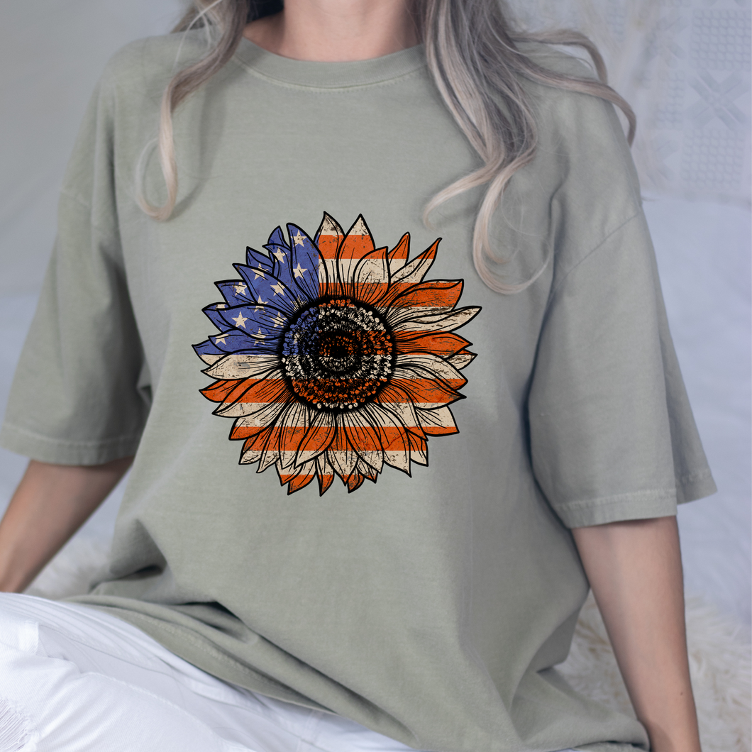 Patriotic Sunflower DTF Print