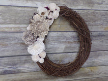 Load image into Gallery viewer, Twig Wreath with Raw Flowers