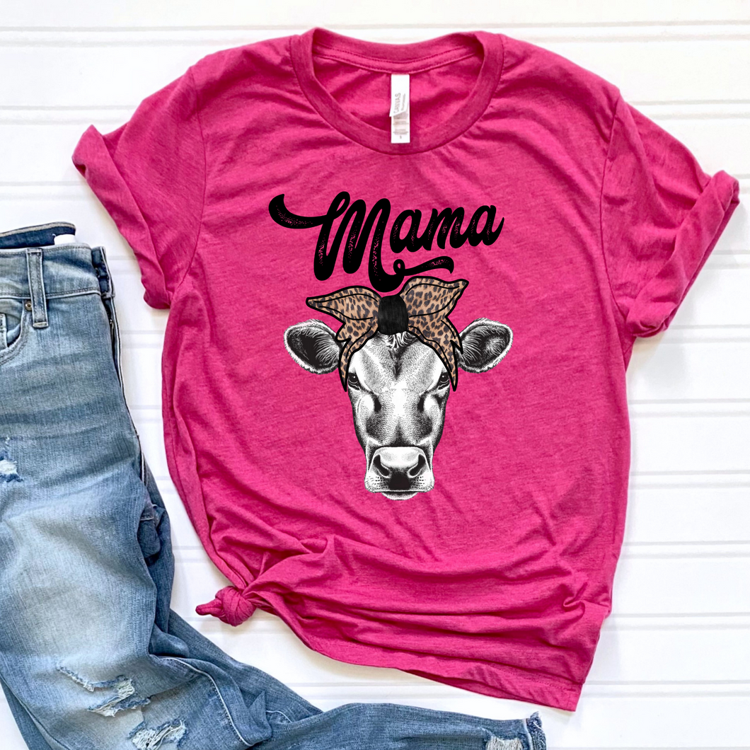 Mama Cow, Leopard Print DTF Print