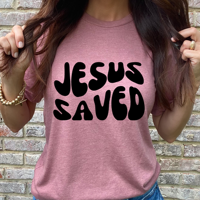Jesus Saved in Black DTF Print