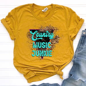 Country Music Junkie Teal DTF Print