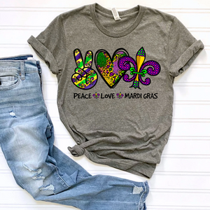Peace Love Mardi Gras DTF Print
