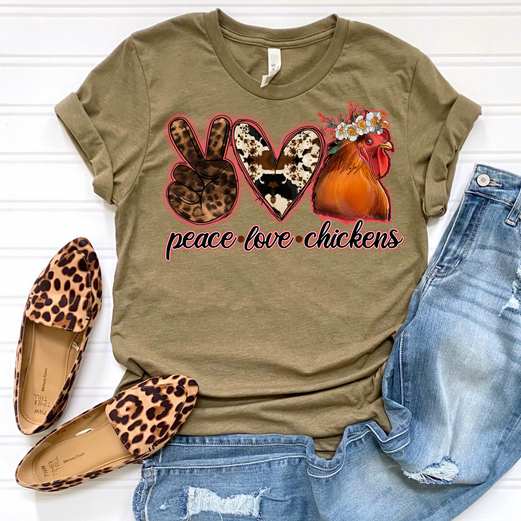 Peace Love Chickens DTF Print