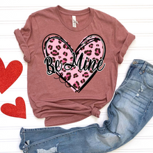 Load image into Gallery viewer, Be Mine Leopard Print Heart Pink DTF Print