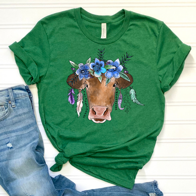 Flower Crown Cow DTF Print