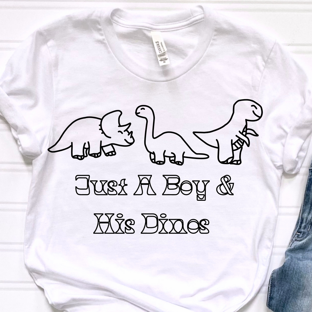 Boy & His Dinos Coloring DTF Print