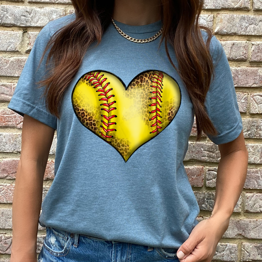 Softball Heart DTF Print