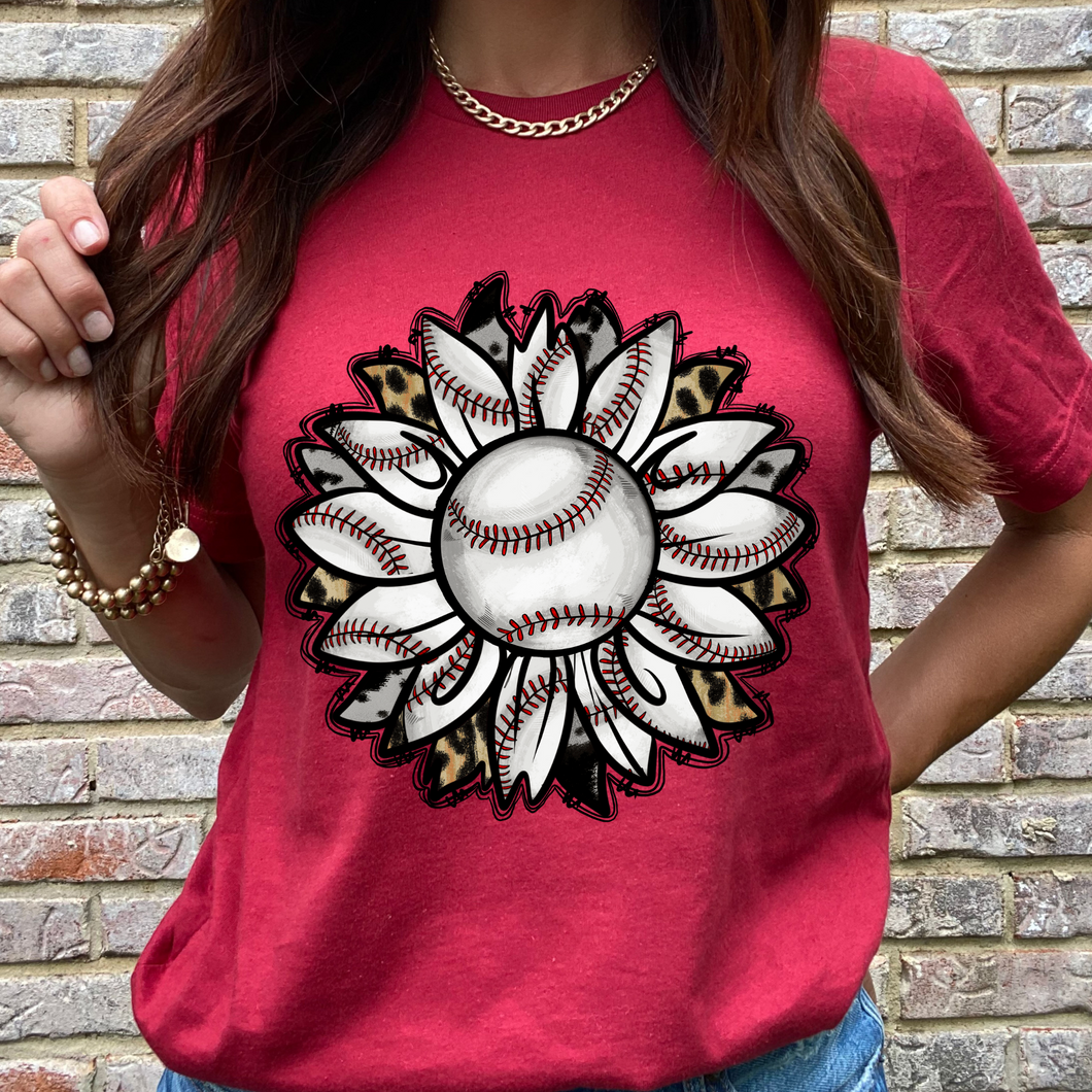Baseball Sunflower DTF Print